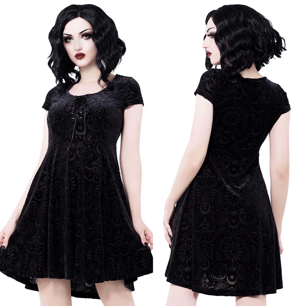 Vintage EUC Killstar Angelyn Burnout Velvet Babydoll Dress